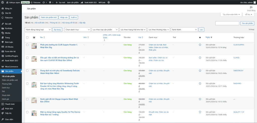 Nền tảng WordPress & WooCommerce giúp website Kokoya Japan dễ quản trị, linh hoạt và sẵn sàng mở rộng.