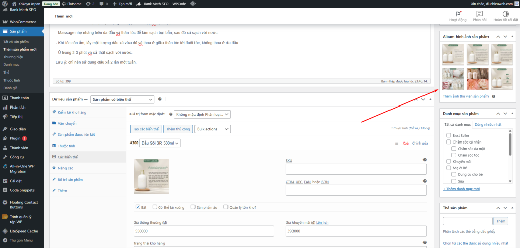 Thêm album ảnh sản phẩm gồm nhiều góc chụp, cận cảnh và chi tiết để khách hàng dễ xem và tăng độ tin cậy khi mua hàng.