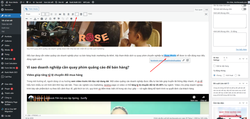 Hướng Dẫn Thêm Bài Viết WordPress Chuẩn SEO Rank Math Từ A–Z 9 Chèn liên kết trong trang hoặc liên kết bên ngoài trang cho bài viết chuẩn SEO