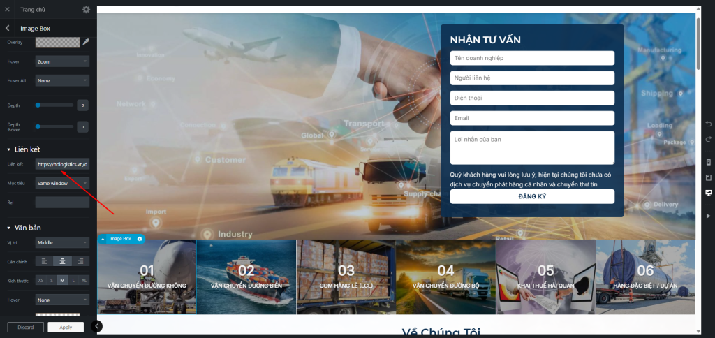 Chèn liên kết nội bộ (Internal link – bắt buộc) cho hình ảnh hoặc các Element để tăng trải nghiệm người dùng và tối ưu SEO