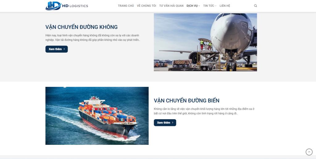 Dịch vụ của website HD Logistics