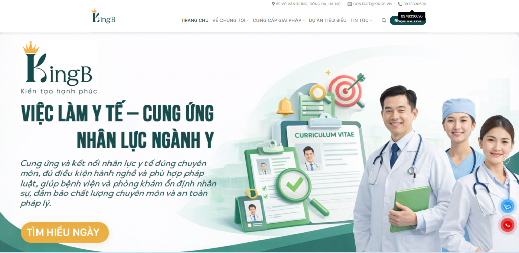 Thiết kế website y tế KingB