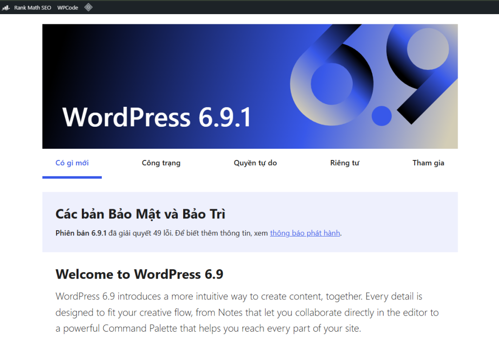 Các bản Bảo Mật và Bảo Trì trong WordPress 6.9.1 Mới