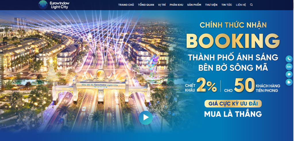 Giao diện trang chủ đẹp mắt đầy đủ thông tin