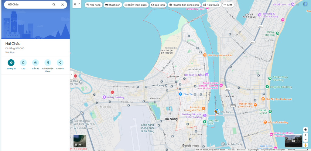 Kết quả tìm kiếm Hải Châu hiển thị địa giới mới sau sáp nhập