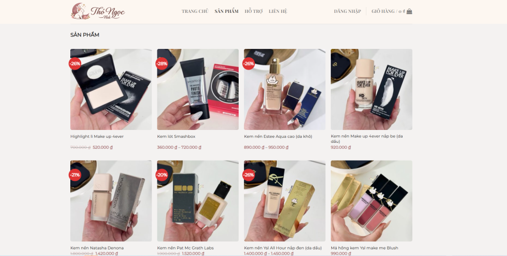 Sản phẩm và giá cả sản phẩm được thể hiện đầy đủ và rõ ràng