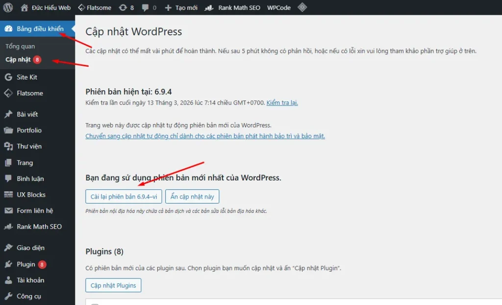 Cập nhật WordPress lên 6.9.4