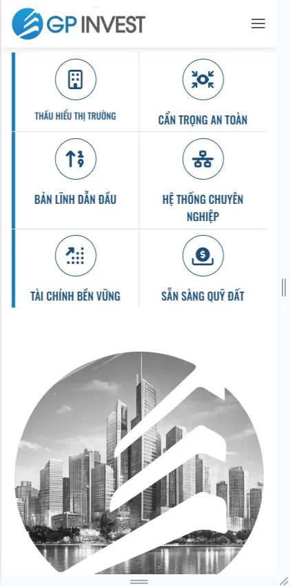 Website GP INVEST HOLDINGS hiển thị tối ưu trên điện thoại và tablet