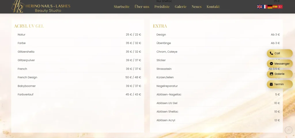 Bảng giá rõ ràng giúp khách hàng dễ lựa chọn dịch vụ và tăng tỷ lệ booking