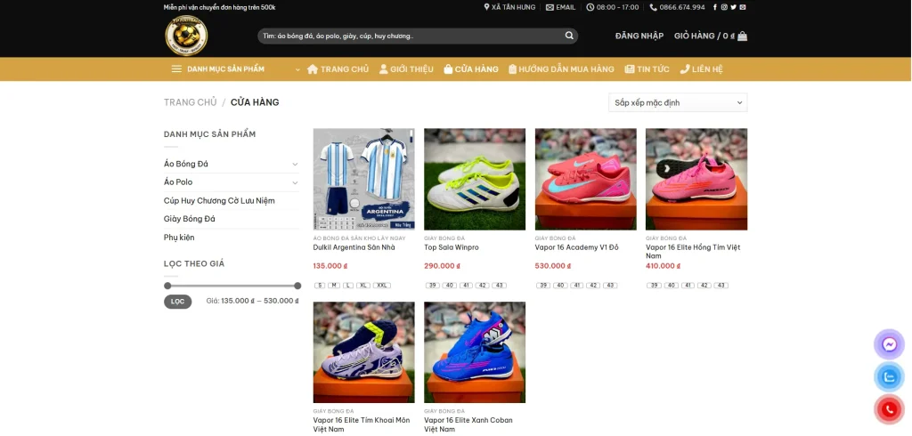 Danh mục sản phẩm được phân loại rõ ràng giúp khách hàng dễ dàng lựa chọn