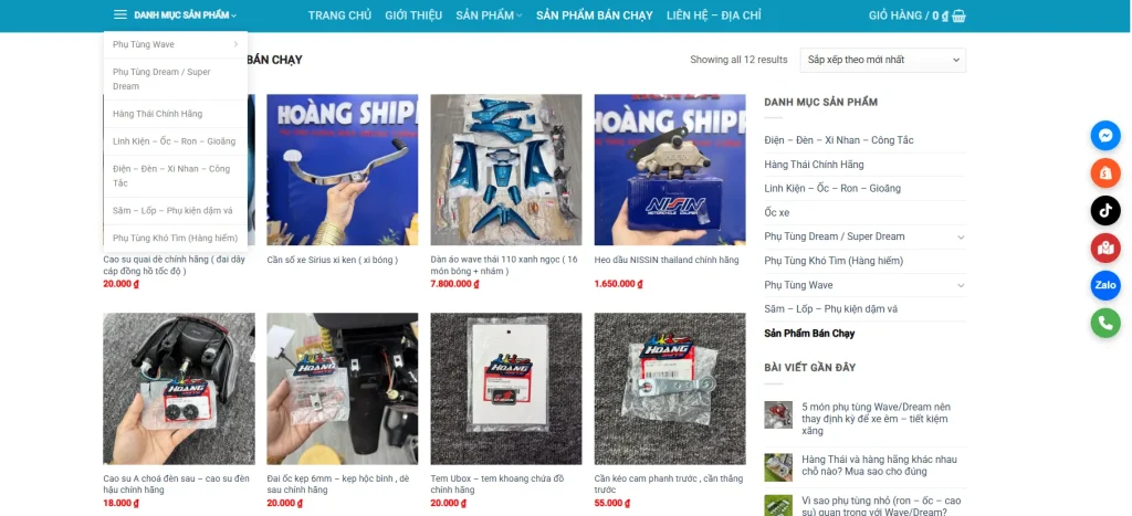 Danh mục sản phẩm được phân chia khoa học, hỗ trợ tìm kiếm nhanh và chính xác