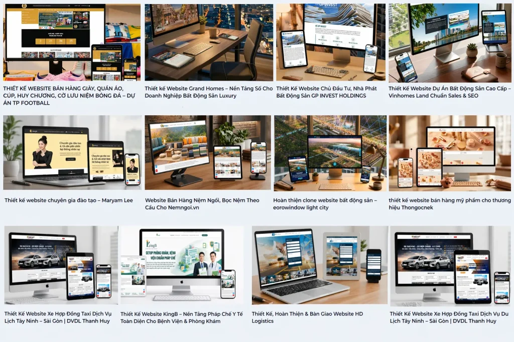 Một số dự án thiết kế website của Đức Hiếu Web – đa lĩnh vực, chuẩn UX/UI, tối ưu SEO và hiển thị đa nền tảng.