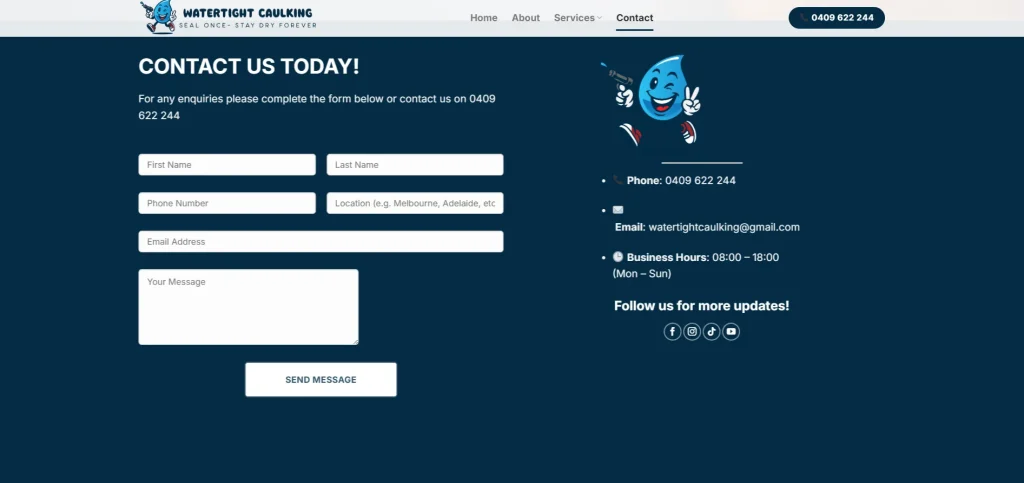 Form liên hệ được thiết kế thân thiện, giúp tăng tỷ lệ chuyển đổi