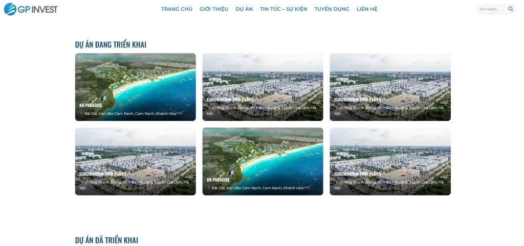 Giao diện hiển thị danh sách dự án rõ ràng, trực quan, dễ theo dõi