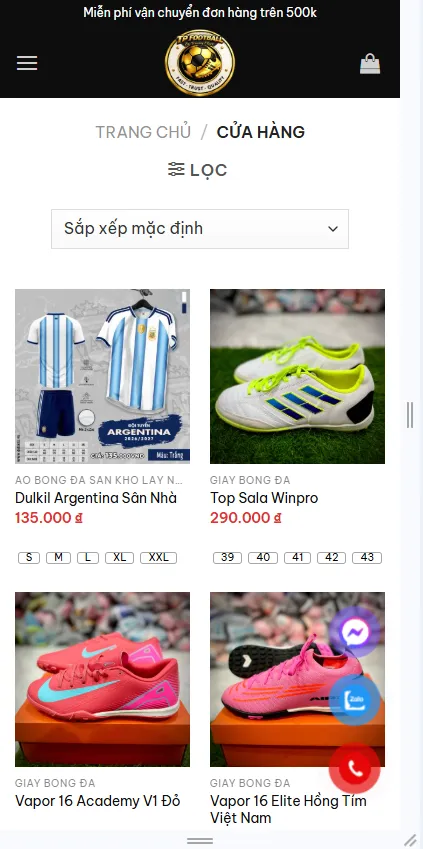 Giao diện mobile mượt mà giúp tối ưu trải nghiệm mua hàng