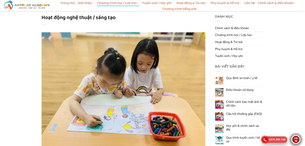 Hoạt động nghệ thuật giúp trẻ phát triển sáng tạo tại Artplay Academy