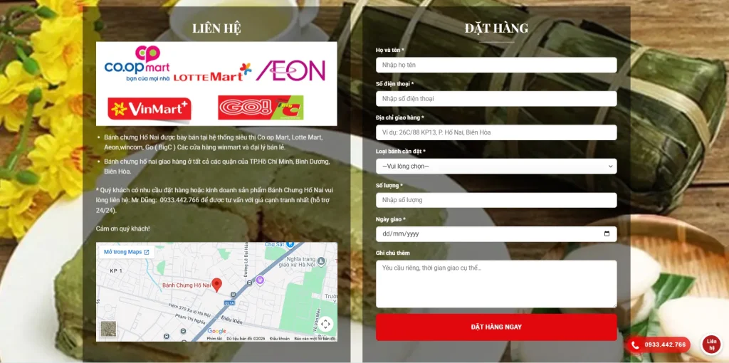 Kênh liên hệ và đặt hàng được tối ưu hóa và thể hiện rõ ràng
