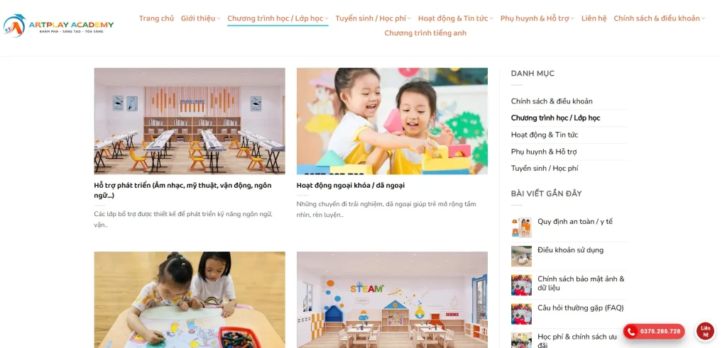 Nội dung chương trình học được trình bày rõ ràng, dễ hiểu cho phụ huynh