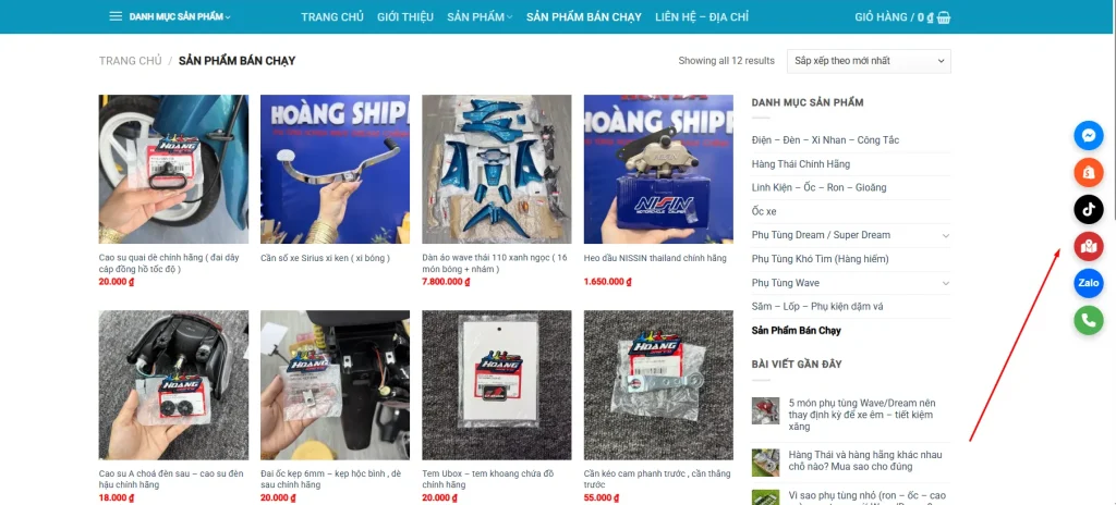 Nút liên hệ đa kênh giúp khách hàng kết nối nhanh chóng và thuận tiện