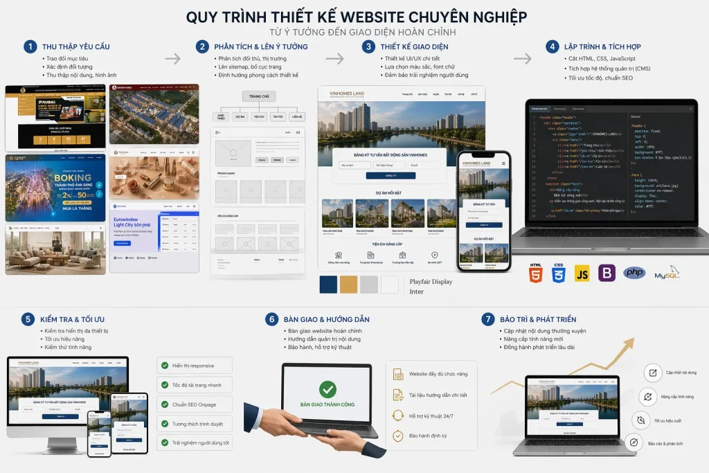 Quy trình thiết kế website bài bản giúp đảm bảo chất lượng và tiến độ dự án