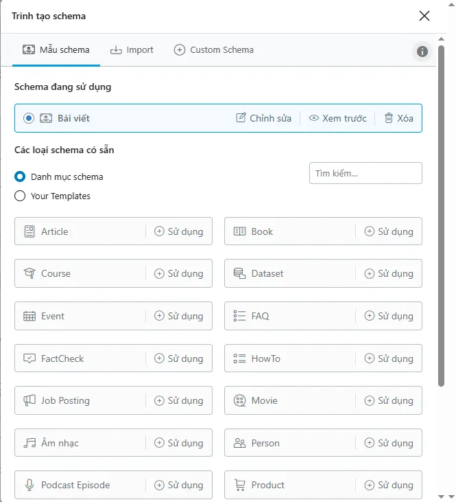 Schema cho từng bài viết