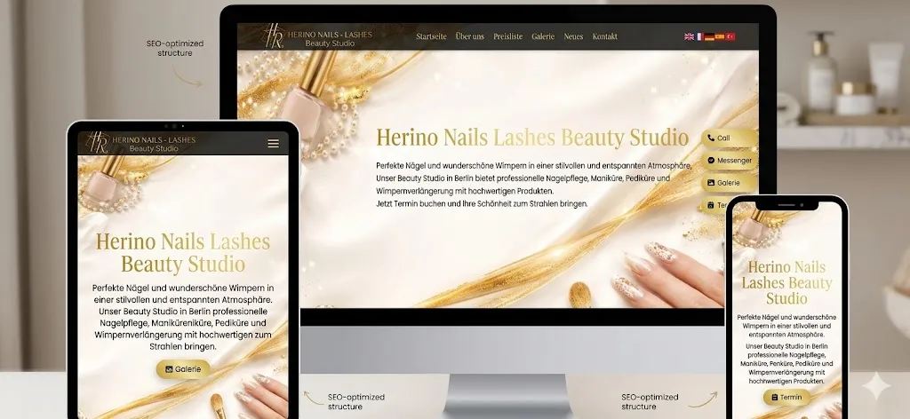 Thiết kế website Nail, Spa, Beauty chuẩn SEO – giao diện hiển thị tối ưu trên máy tính và điện thoại, giúp tăng trải nghiệm và tối đa hóa booking khách hàng