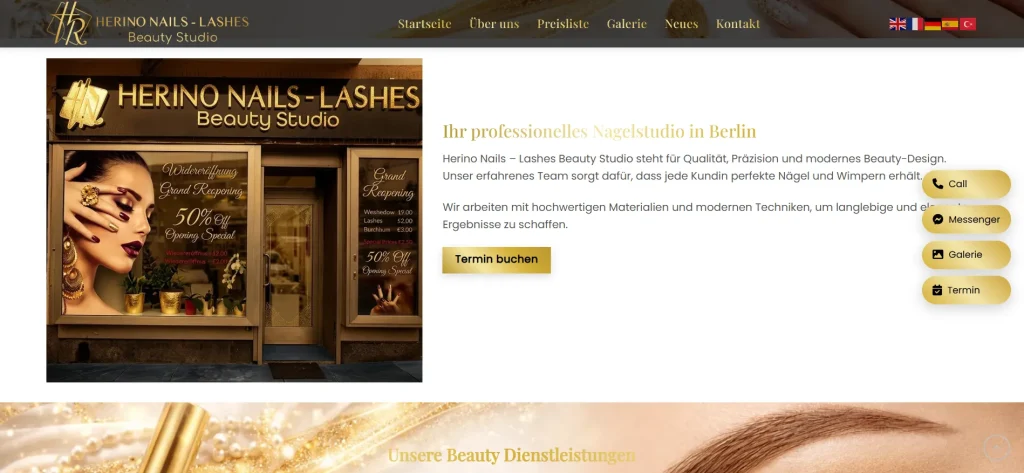 Website nails, spa, beauty chuyên nghiệp Herino Nails & Lashes