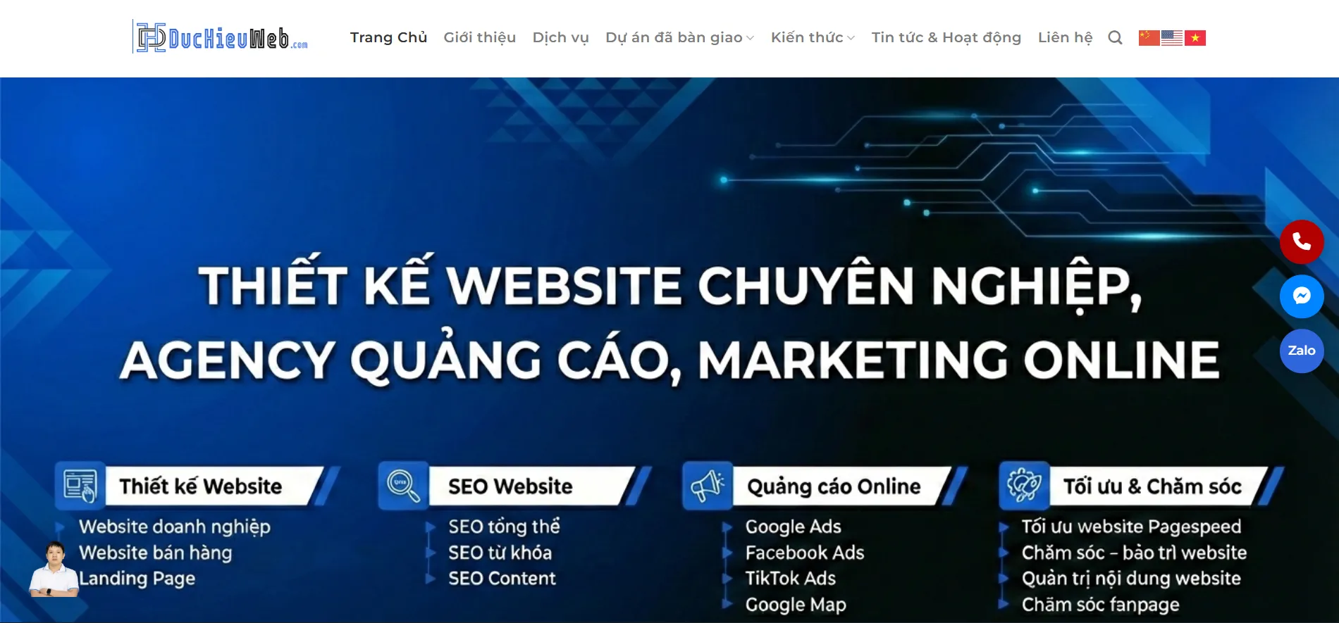 Đức Hiếu Web mang đến giải pháp thiết kế website chuyên nghiệp, đáp ứng nhu cầu xây dựng thương hiệu, tìm kiếm khách hàng và phát triển kinh doanh trên môi trường số.
