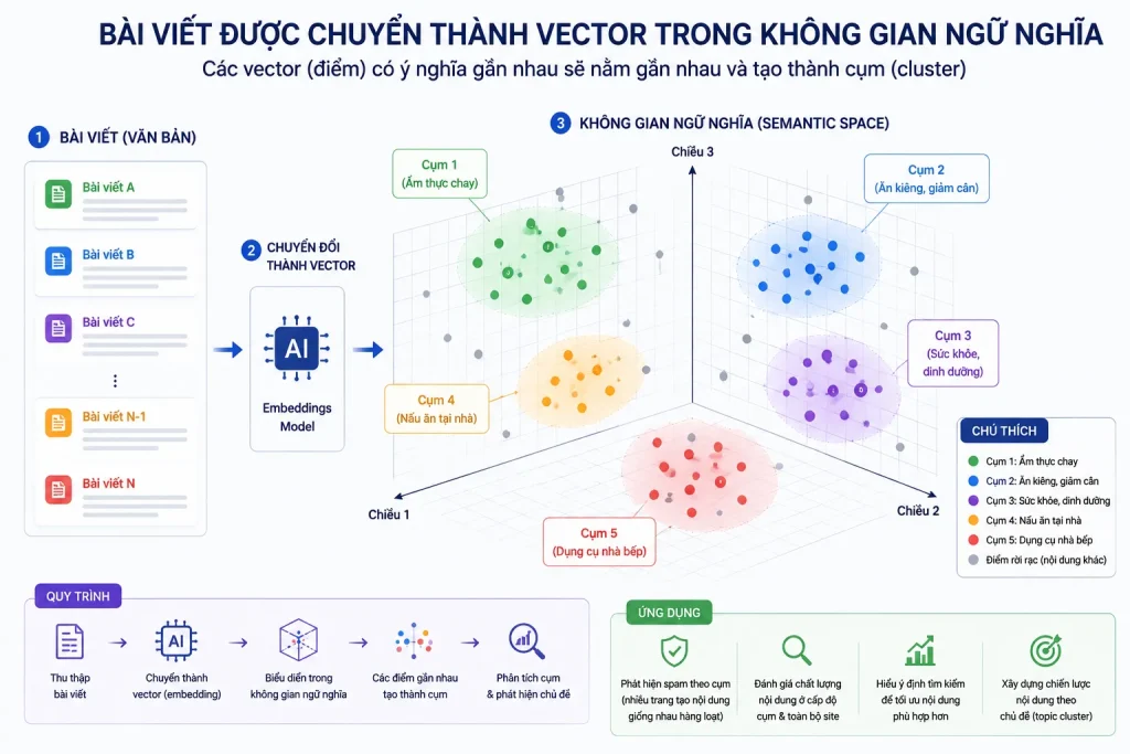 Google Đang Update, Thay Đổi Cách Phát Hiện AI Spam Đánh Cả Mạng Lưới Website 7 Text Embeddings giúp Google phát hiện nội dung có cùng dấu vân tay ngữ nghĩa.