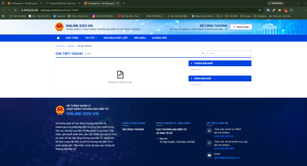 Online.gov.vn Đổi Link Xác Thực Bộ Công Thương: Cách Cập Nhật Link Mới Khi Bị Lỗi 404 2 Trang lỗi 404 khi truy cập vào đường dẫn xác thực Bộ Công Thương cũ trên Online.gov.vn.
