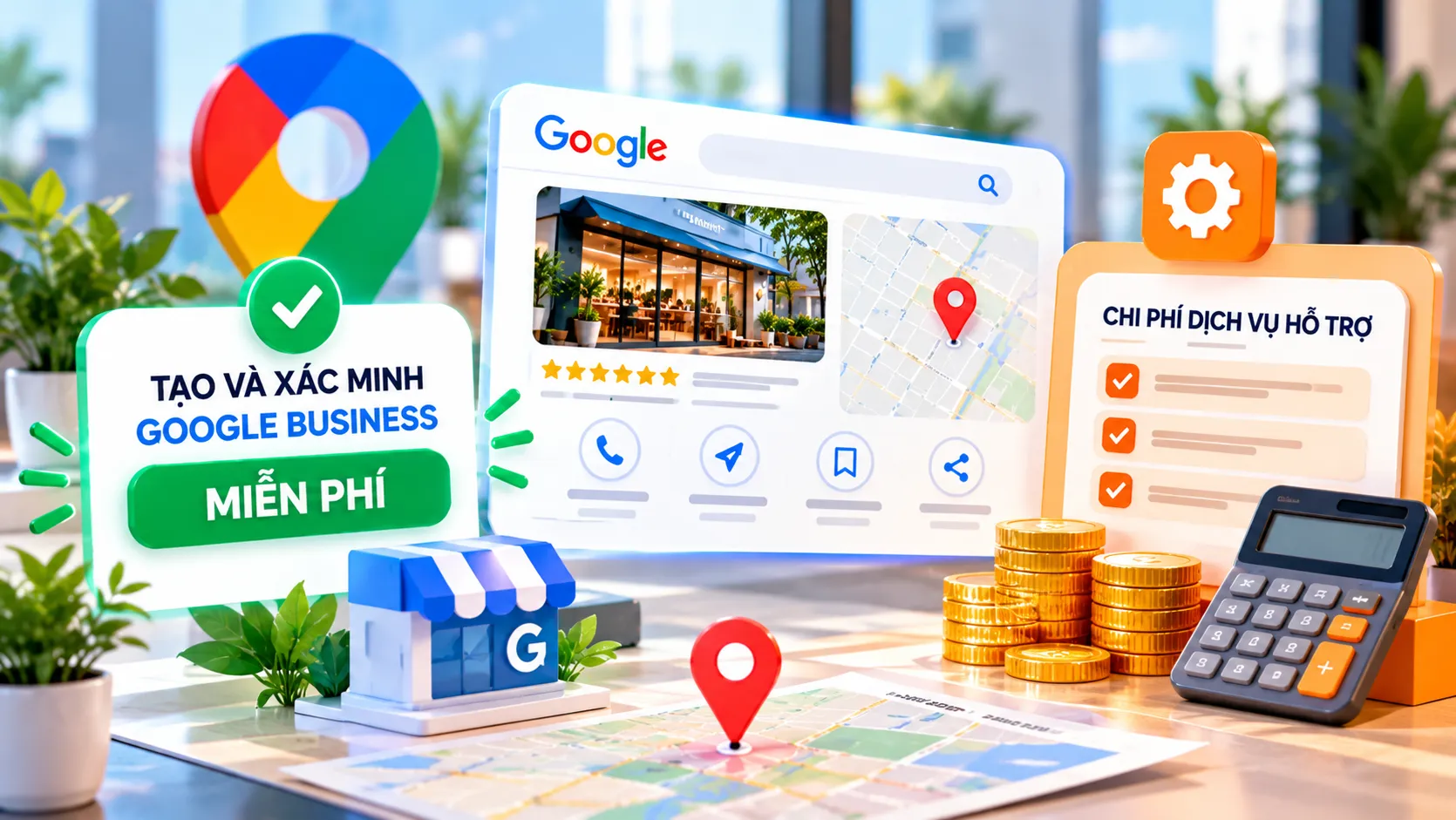 Google Business Profile được tạo và xác minh miễn phí trên Google; chi phí chỉ có thể phát sinh khi sử dụng dịch vụ hỗ trợ bên ngoài.