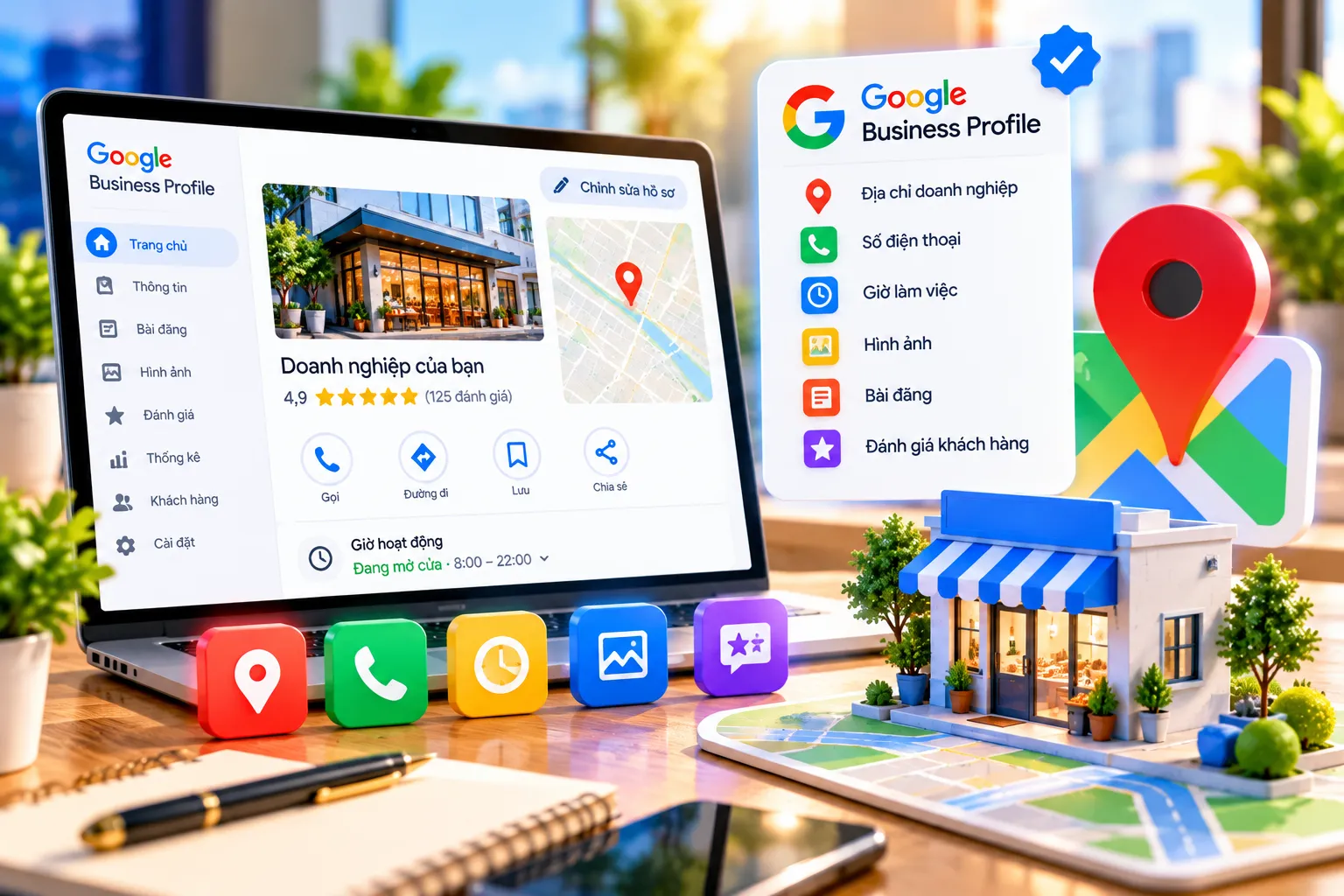 Cách Ghim Vị Trí Google Maps Nhanh, Chính Xác | Đức Hiếu Web 7 Google Business Profile giúp doanh nghiệp đủ điều kiện quản lý địa chỉ, thông tin liên hệ và hình ảnh trên Google Maps.