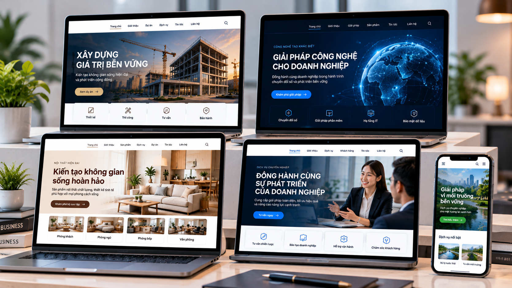 Các mẫu website giới thiệu doanh nghiệp được thiết kế phù hợp với từng lĩnh vực và mục tiêu kinh doanh.