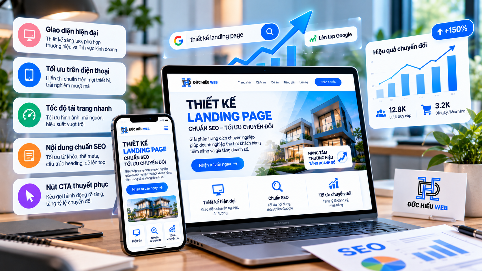 Thiết Kế Landing Page Đẹp, Tối Ưu Chuyển Đổi – Đức Hiếu Web 5 Thiết kế landing page chuẩn SEO cần tối ưu giao diện, tốc độ tải trang, nội dung và trải nghiệm trên thiết bị di động.